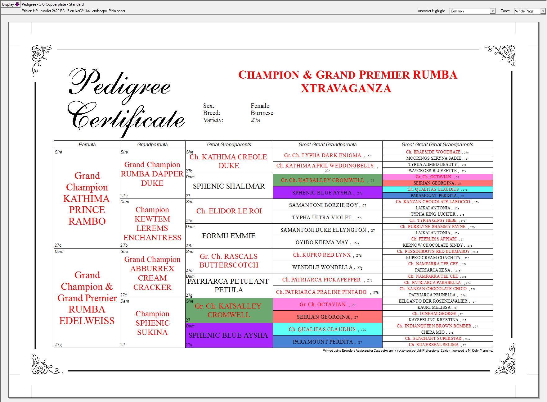 Pedigree With Common Ancestor Highlighting