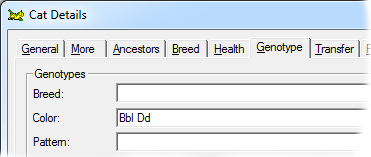 Genotype for Seal Siamese in Cat Details Window