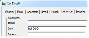 Genotype for Red Siamese in Cat Details Window