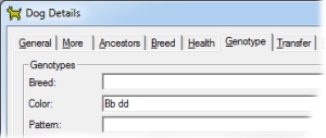 Genotype for Lemon Spotted Dalmatian in Dog Details Window