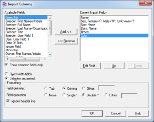 Import Columns Window